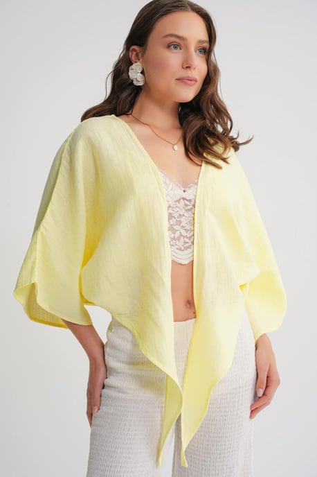 Texturierte V-Ausschnitt Bolero Bluse - Image 5
