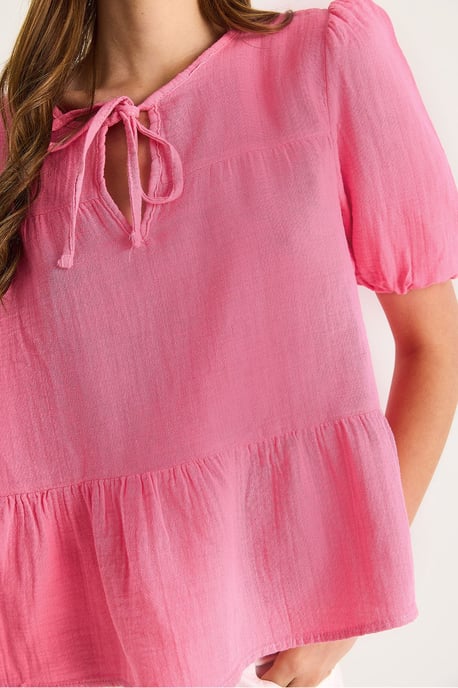 Bluse mit Rundhalsausschnitt und Bindeband - Image 6
