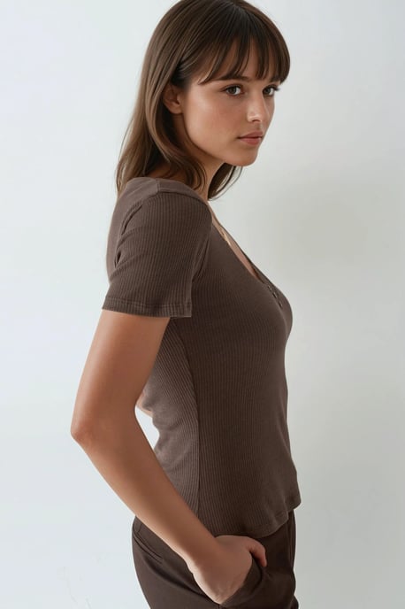 V-Ausschnitt Bluse mit Spitzendetails - Image 2