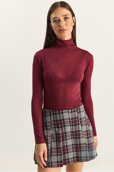 Figurbetonte Langarm-Turtleneck-Bluse - Image 2