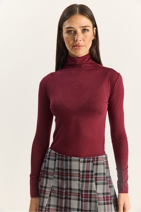 Figurbetonte Langarm-Turtleneck-Bluse - Image 6