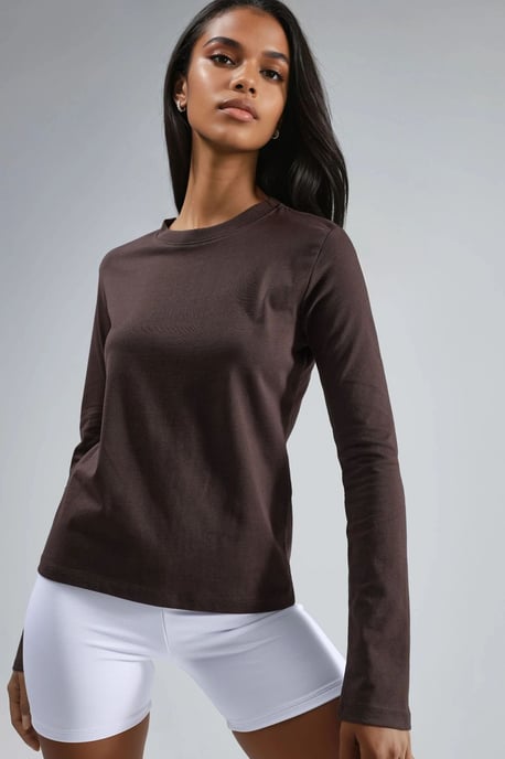 Langarmshirt mit Rundhalsausschnitt Basic-Bluse - Image 1