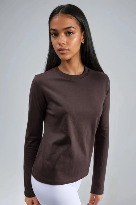 Langarmshirt mit Rundhalsausschnitt Basic-Bluse - Image 3