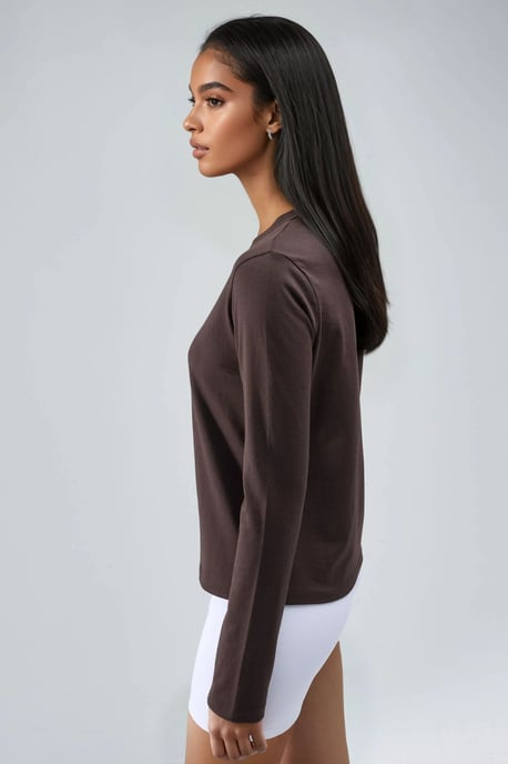 Langarmshirt mit Rundhalsausschnitt Basic-Bluse - Image 5