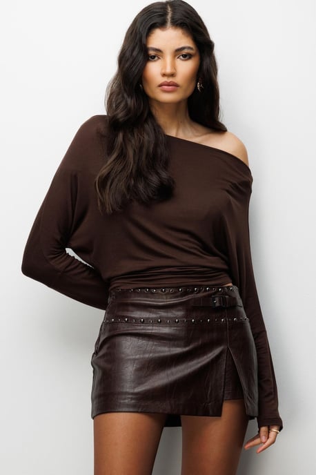 Asymmetrische Kragen Slim-Fit Crop-Bluse mit Ausschnitt - Image 1