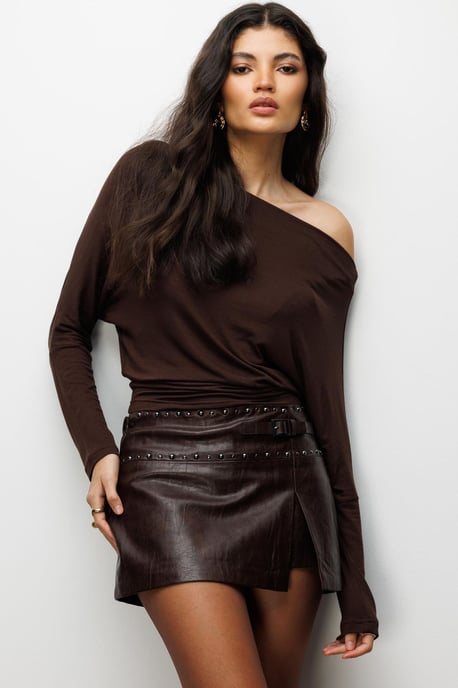 Asymmetrische Kragen Slim-Fit Crop-Bluse mit Ausschnitt - Image 2