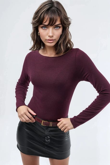 Boot-Ausschnitt Langarm Leichte Bluse - Image 1