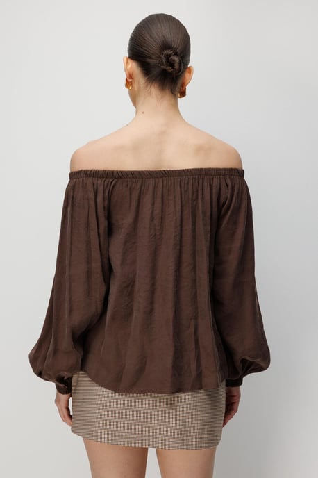 Bluse mit schulterfreiem Design und Struktur - Image 6