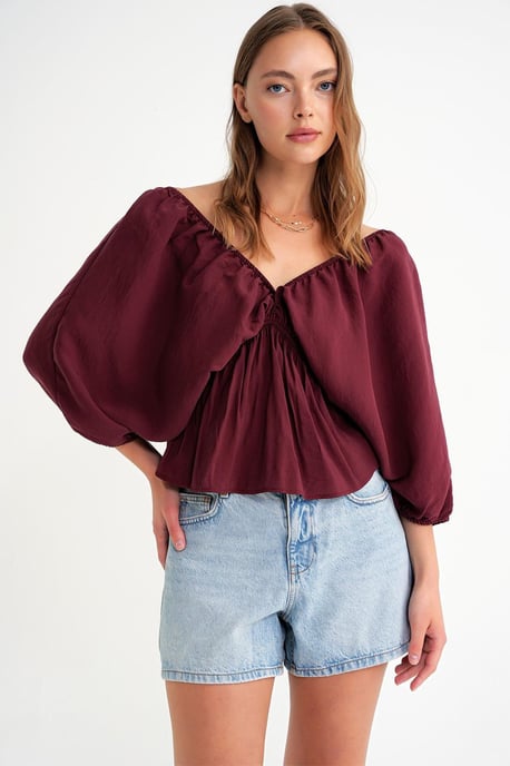 V-Ausschnitt-Bluse mit Rüschendetail - Image 2