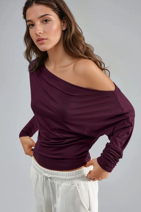 Boot-Ausschnitt Drapierte Bluse - Image 2