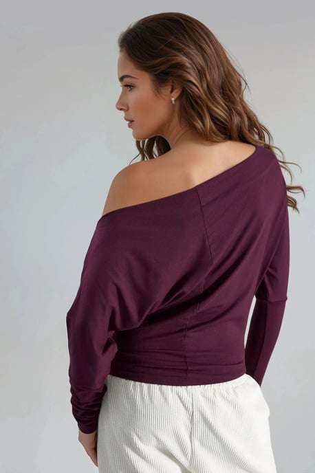 Boot-Ausschnitt Drapierte Bluse - Image 3