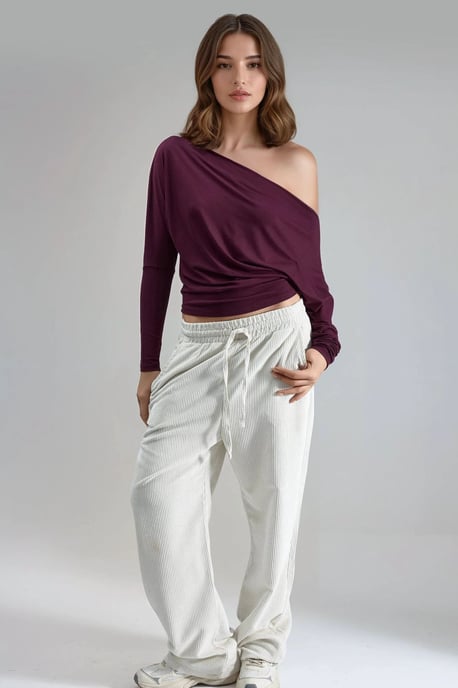Boot-Ausschnitt Drapierte Bluse - Image 4