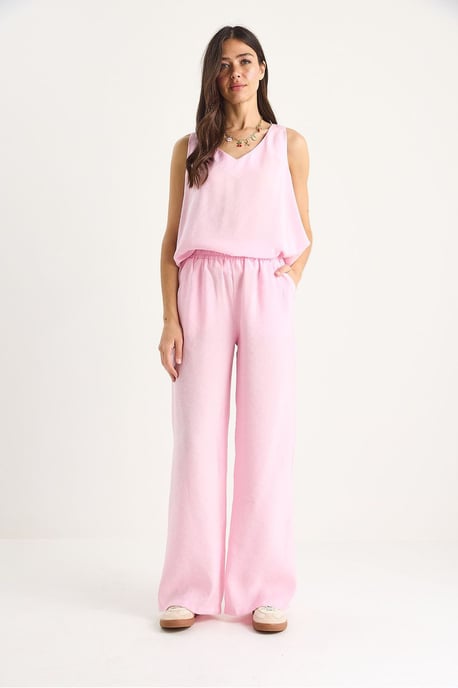 V-Ausschnitt Baumwollbluse-Hosen Zweiteiliges Set - Image 2