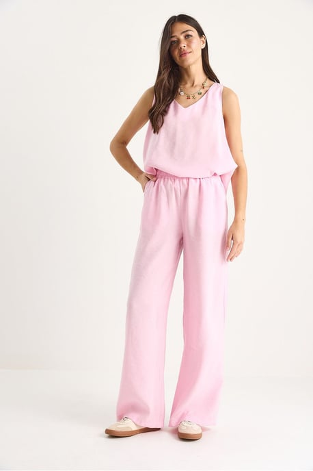 V-Ausschnitt Baumwollbluse-Hosen Zweiteiliges Set - Image 3