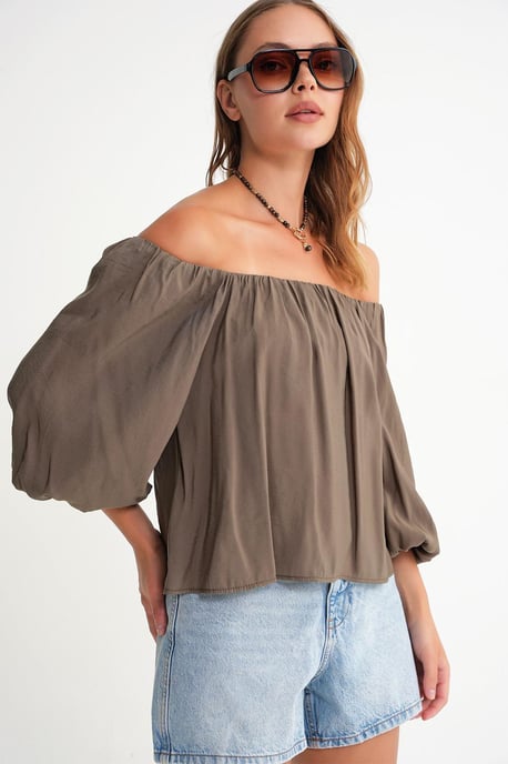 Modal gemischte Bluse mit Madonna-Kragen und Rüschen-Detail - Image 4