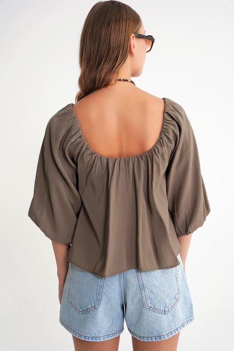 Modal gemischte Bluse mit Madonna-Kragen und Rüschen-Detail - Image 6