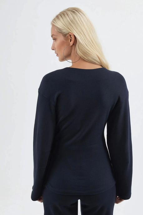 Crew-Neck Langarm Figurbetonte Bluse - Image 3