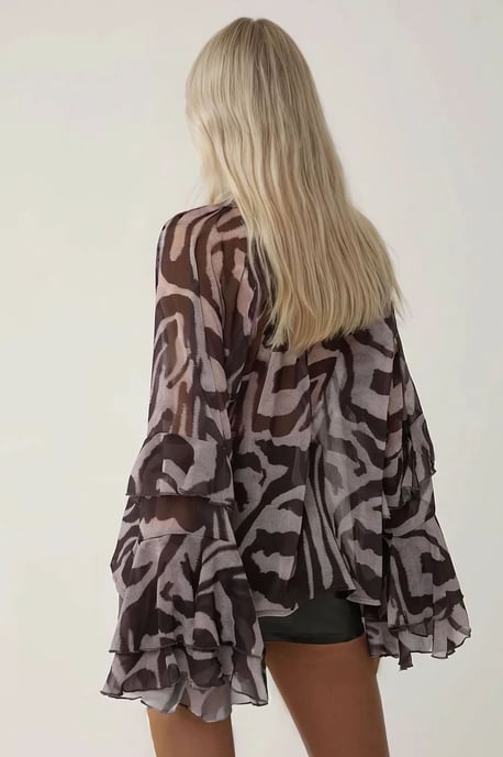 Bluse mit Rüschendetails im Zebra-Print - Image 5