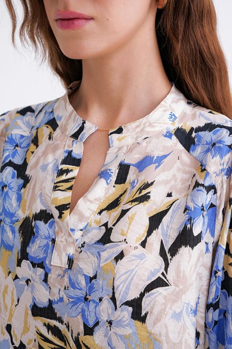 Bluse mit floralem Druck und langen Ärmeln im Mandarin-Kragen-Stil - Image 6