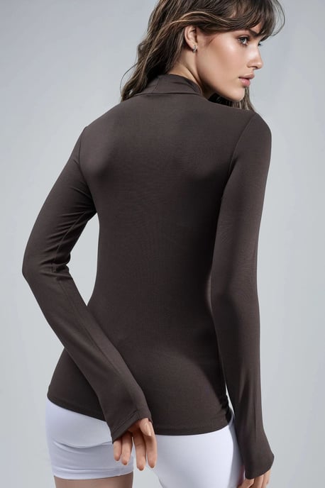 Schlankes Slim-Fit Halb-Turtleneck-Bluse - Image 2