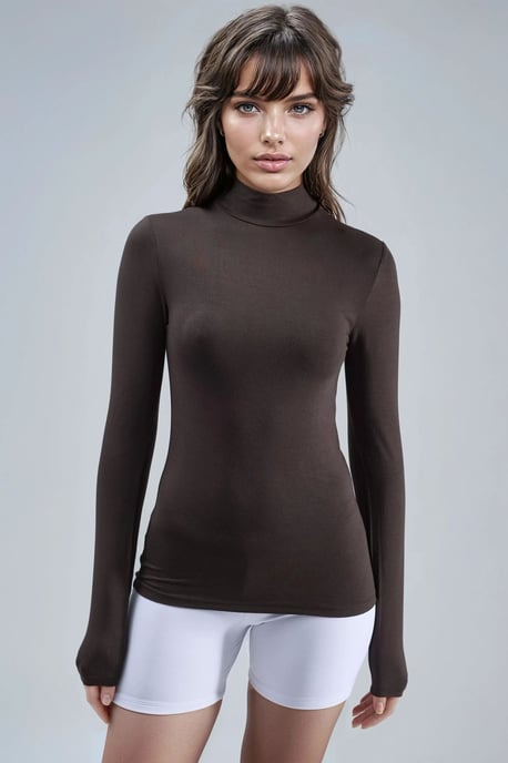 Schlankes Slim-Fit Halb-Turtleneck-Bluse - Image 6