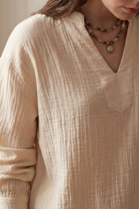 V-Ausschnitt Bluse & Schlaghose Muslin Zweiteiliges Set - Image 6