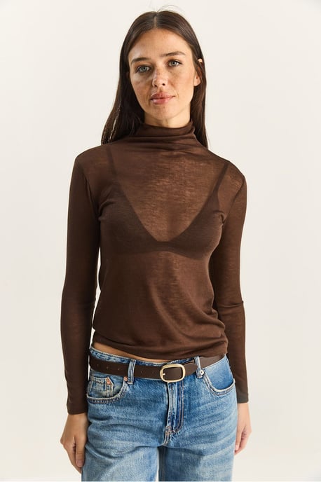 Taillierte Langarm-Turtleneck-Bluse - Image 1
