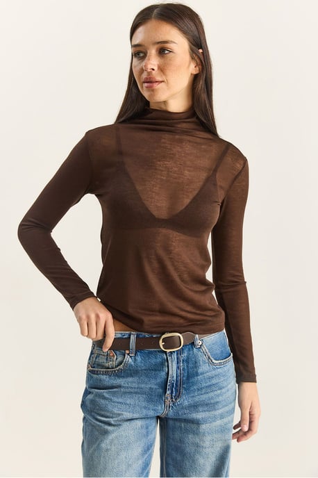 Taillierte Langarm-Turtleneck-Bluse - Image 3