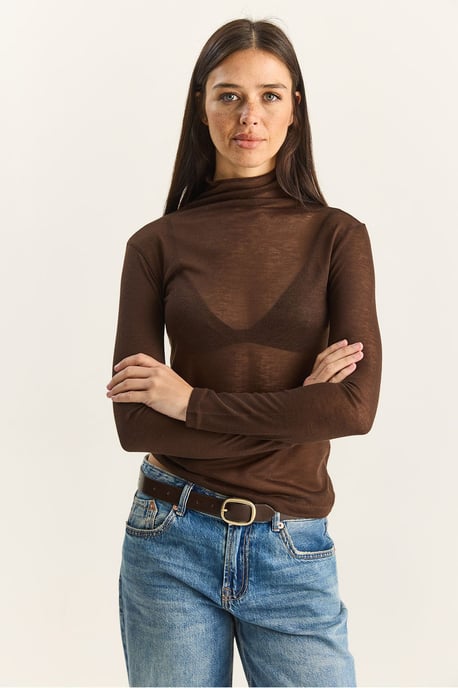 Taillierte Langarm-Turtleneck-Bluse - Image 4