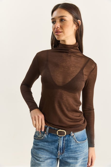 Taillierte Langarm-Turtleneck-Bluse - Image 5