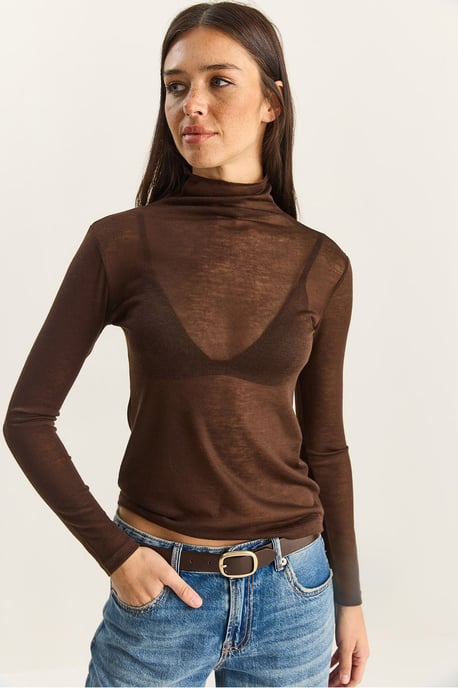 Taillierte Langarm-Turtleneck-Bluse - Image 6
