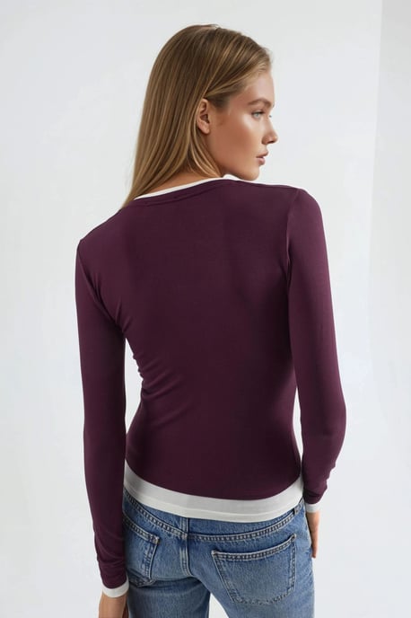Kontrastbindendes Langarmbluse - Image 4