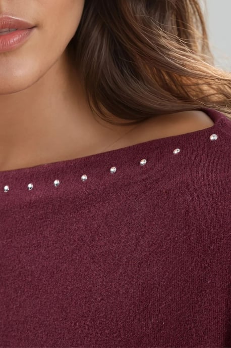 Bootsausschnitt-Bluse mit Stein-Accessoire - Image 6