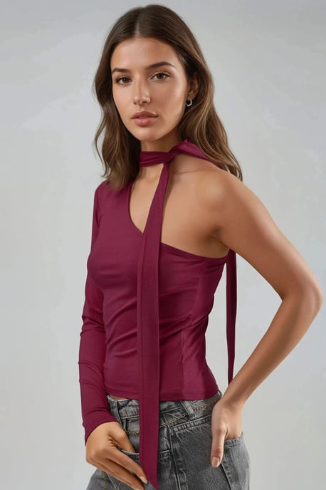 Bluse mit einem Ärmel und Schal-Detail - Image 2