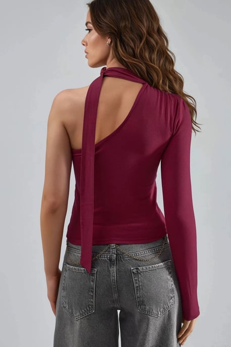 Bluse mit einem Ärmel und Schal-Detail - Image 3
