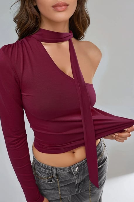 Bluse mit einem Ärmel und Schal-Detail - Image 6