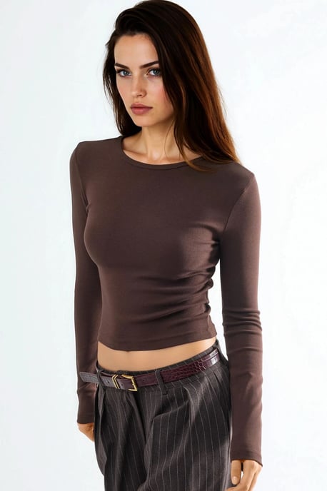 Langarm-Bluse mit Rundhalsausschnitt - Image 1