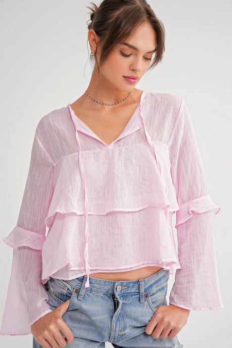 Rüschenshirt mit Schleifendetail - Image 1