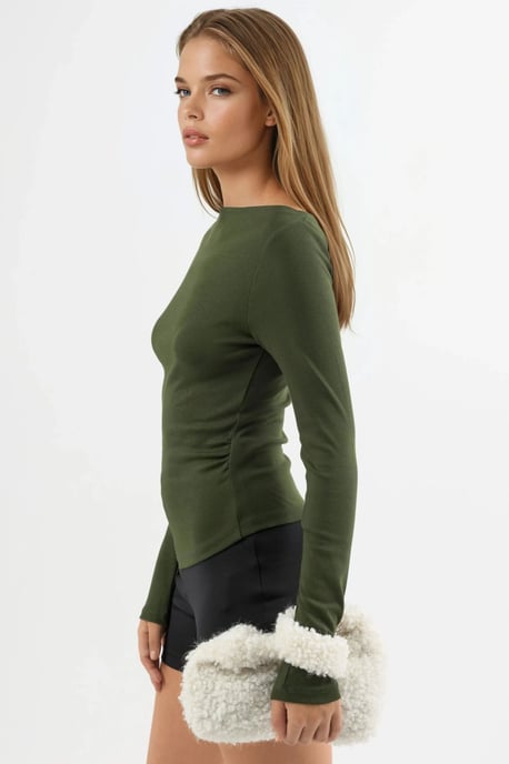 Bootsausschnitt Baumwollbluse - Image 3