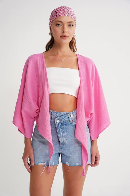 Texturierte V-Ausschnitt Bolero-Bluse - Image 3