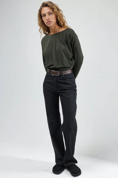 Gestreifte Bootsausschnitt-Bluse - Image 4