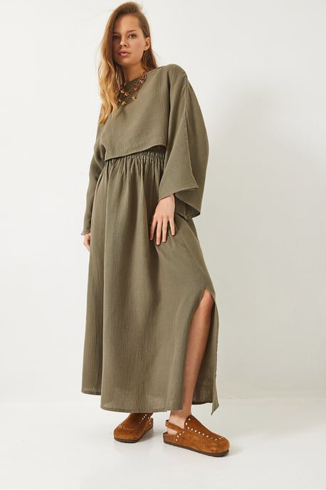 Strukturierte Bluse mit Rundhalsausschnitt und Rock-Set - Image 2