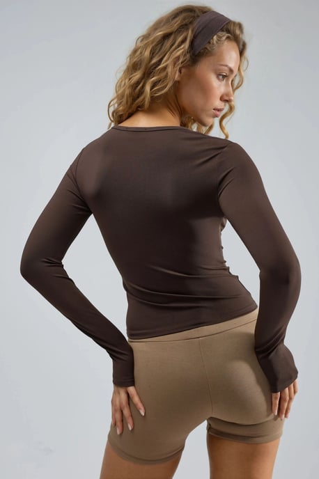 Slim Fit Rundhals Langarmbluse - Image 3
