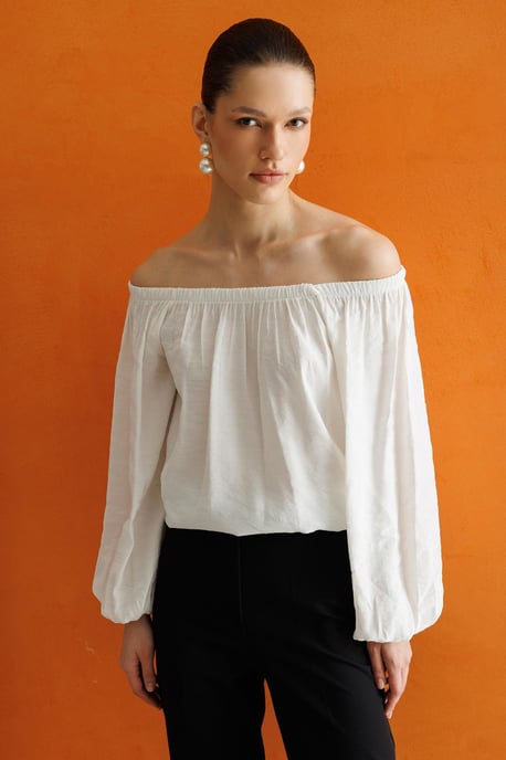 Schulterfreies Texturiertes Bluse - Image 1