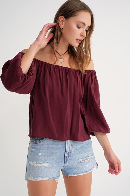 Modal-Mischbluse mit Madonna-Kragen und Rüschendetails - Image 3
