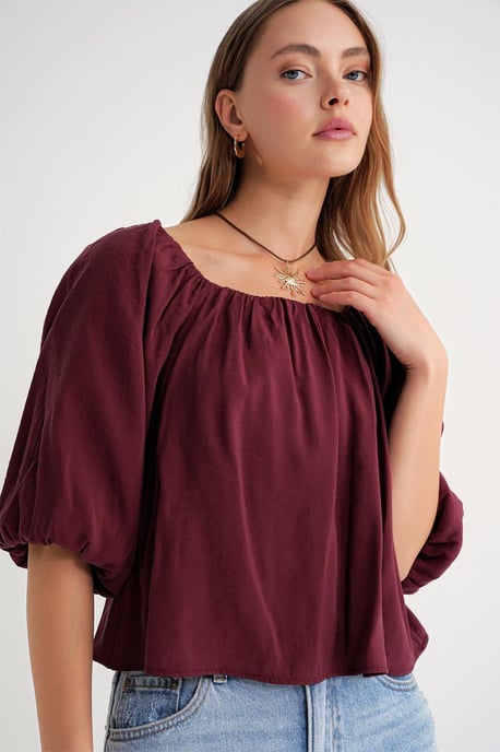 Modal-Mischbluse mit Madonna-Kragen und Rüschendetails - Image 4