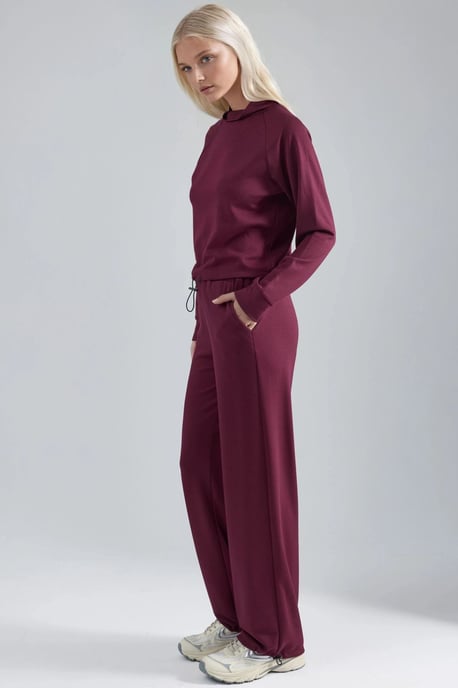 Modal Touch Halb-Halsausschnitt Bluse & Hose mit Elastischem Bund - Image 2
