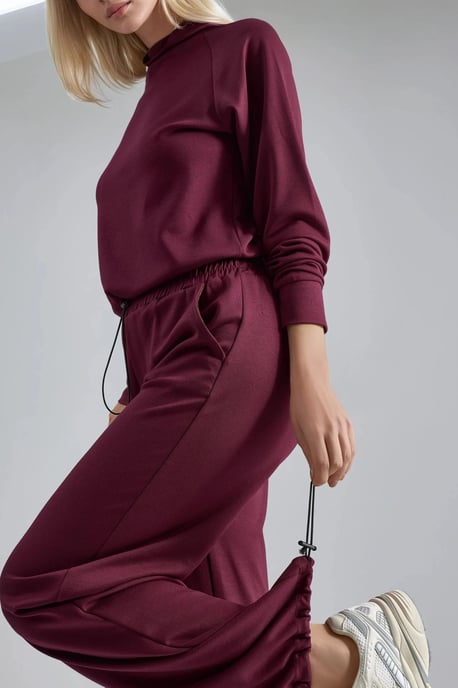 Modal Touch Halb-Halsausschnitt Bluse & Hose mit Elastischem Bund - Image 5
