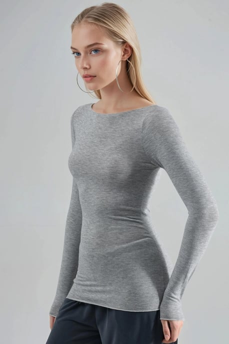 Boots-Ausschnitt Langarm Leichte Bluse - Image 2