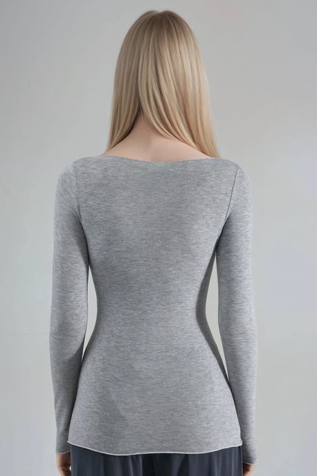 Boots-Ausschnitt Langarm Leichte Bluse - Image 3